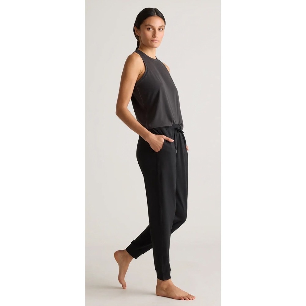 Quince Flowknit Mid-Rise Jogger Black Recycled Polyester Spandex Pants Size M - Picture 3 of 12